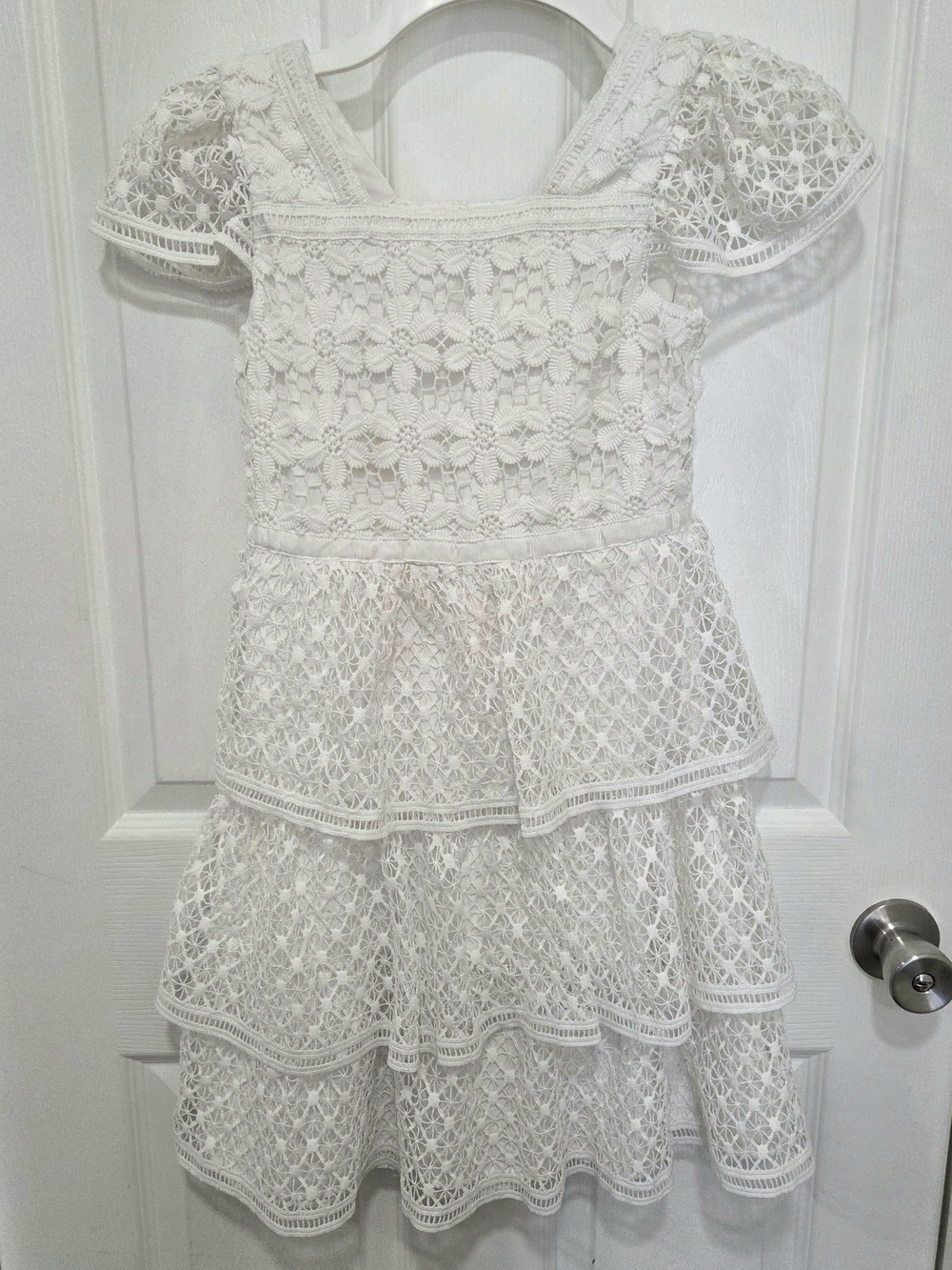Kensie Girl 3-Tiered White Special Occasion Dress Size Youth Girls Size 10 SEE